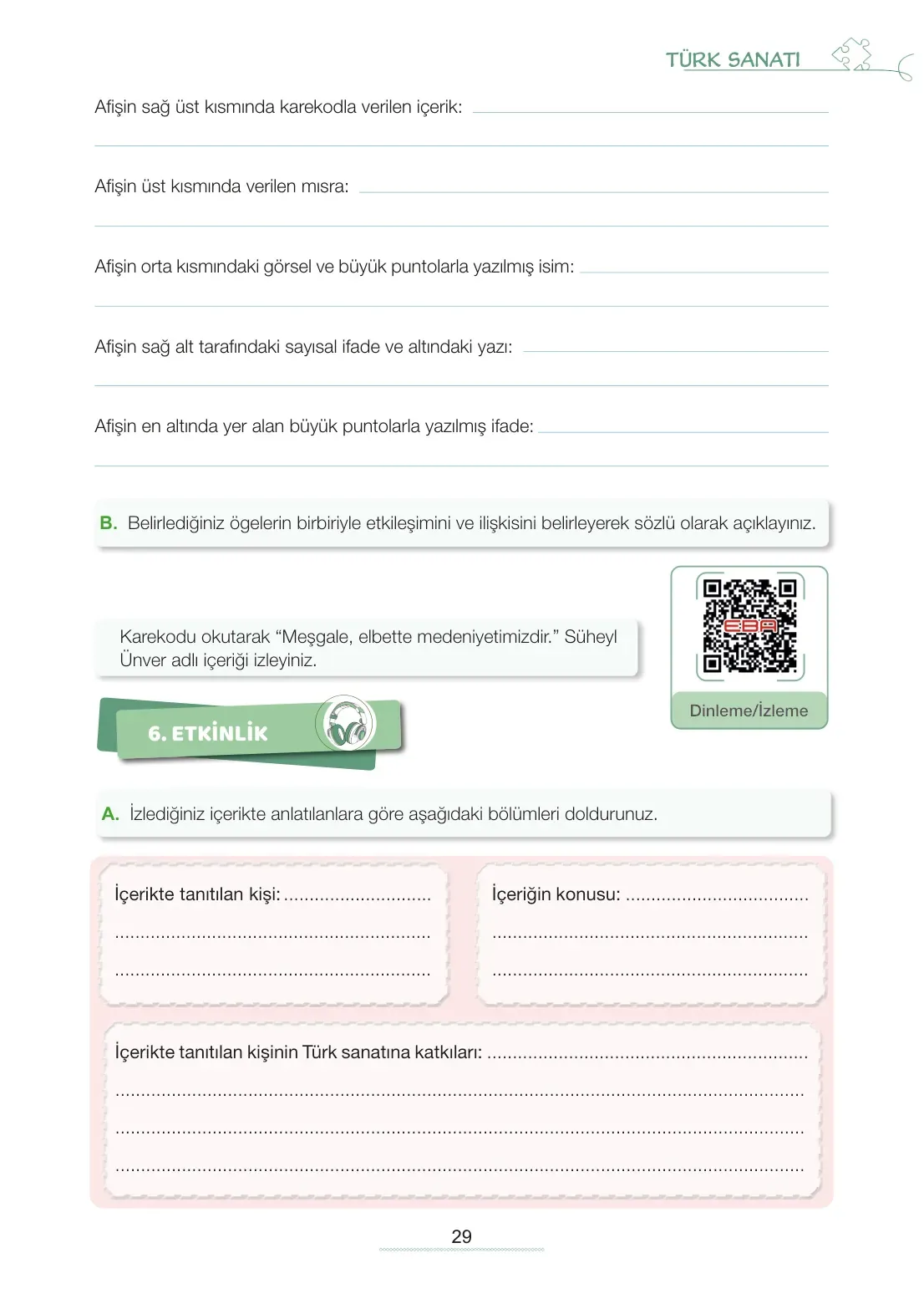 7. Sınıf Türkçe Ders Kitabı Cevapları Meb Yayınları 2. Kitap Sayfa 29