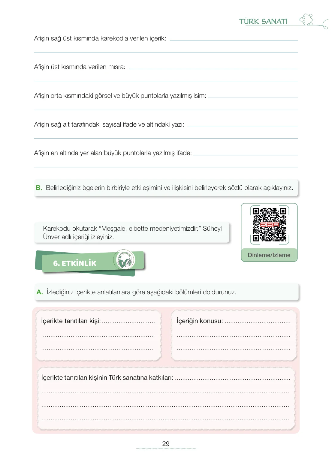 7. Sınıf Türkçe Ders Kitabı Cevapları Meb Yayınları 2. Kitap Sayfa 29