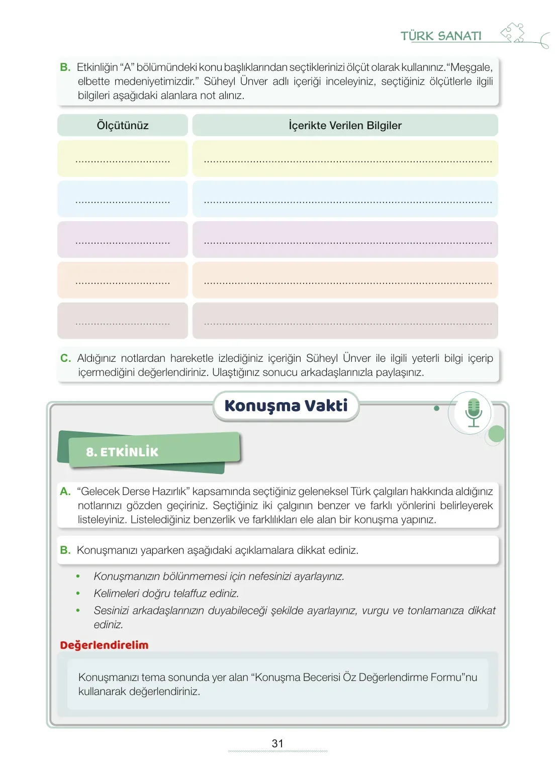 7. Sınıf Türkçe Ders Kitabı Cevapları Meb Yayınları 2. Kitap Sayfa 31
