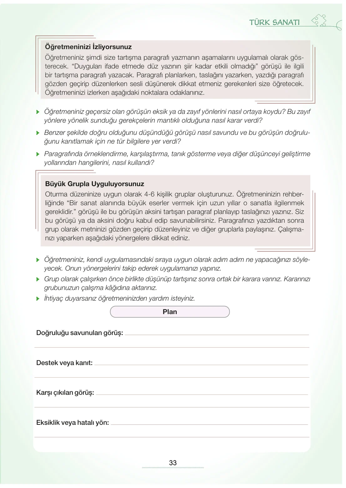 7. Sınıf Türkçe Ders Kitabı Cevapları Meb Yayınları 2. Kitap Sayfa 33