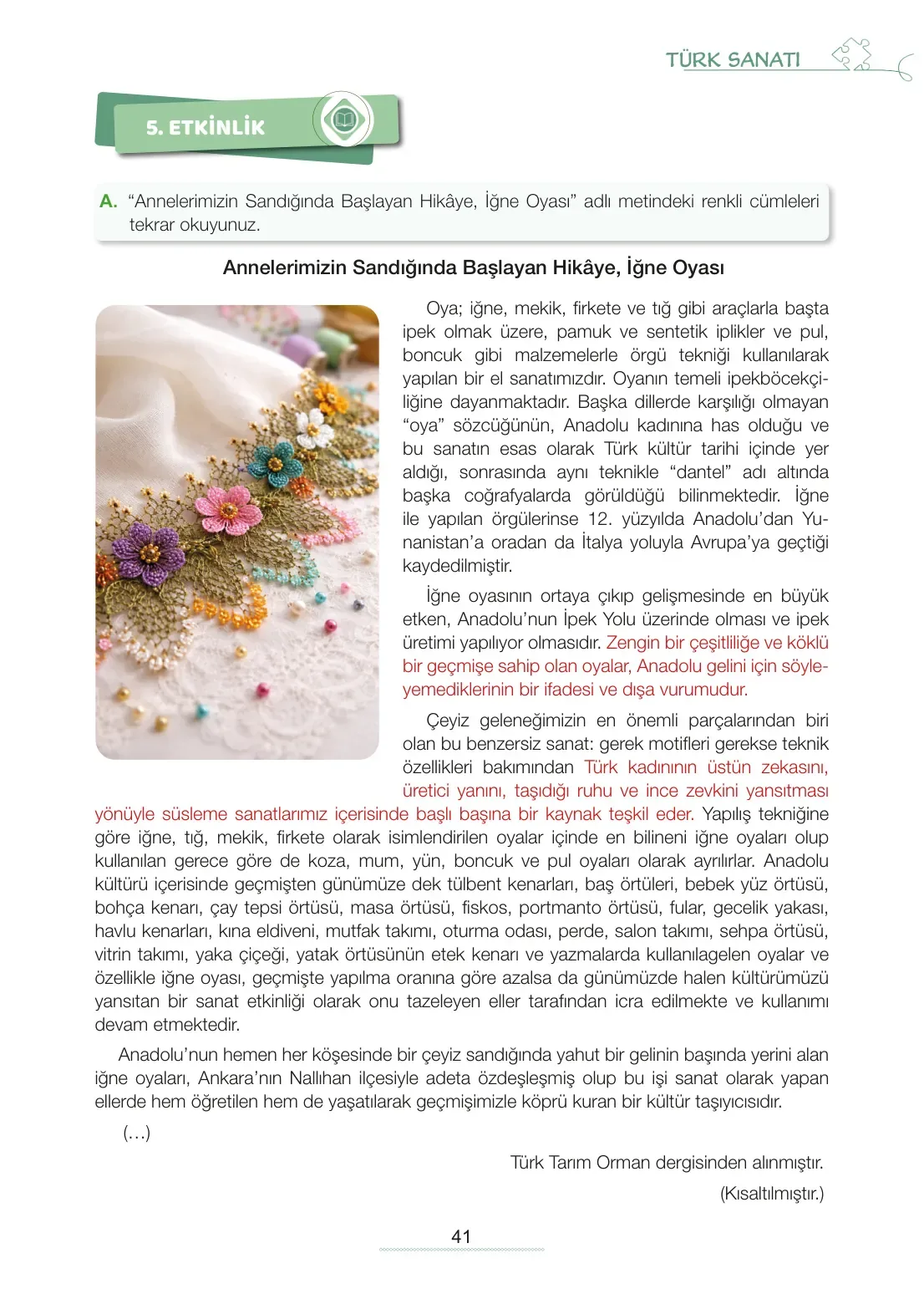 7. Sınıf Türkçe Ders Kitabı Cevapları Meb Yayınları 2. Kitap Sayfa 41
