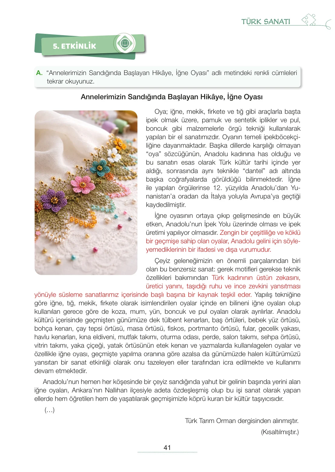 7. Sınıf Türkçe Ders Kitabı Cevapları Meb Yayınları 2. Kitap Sayfa 41