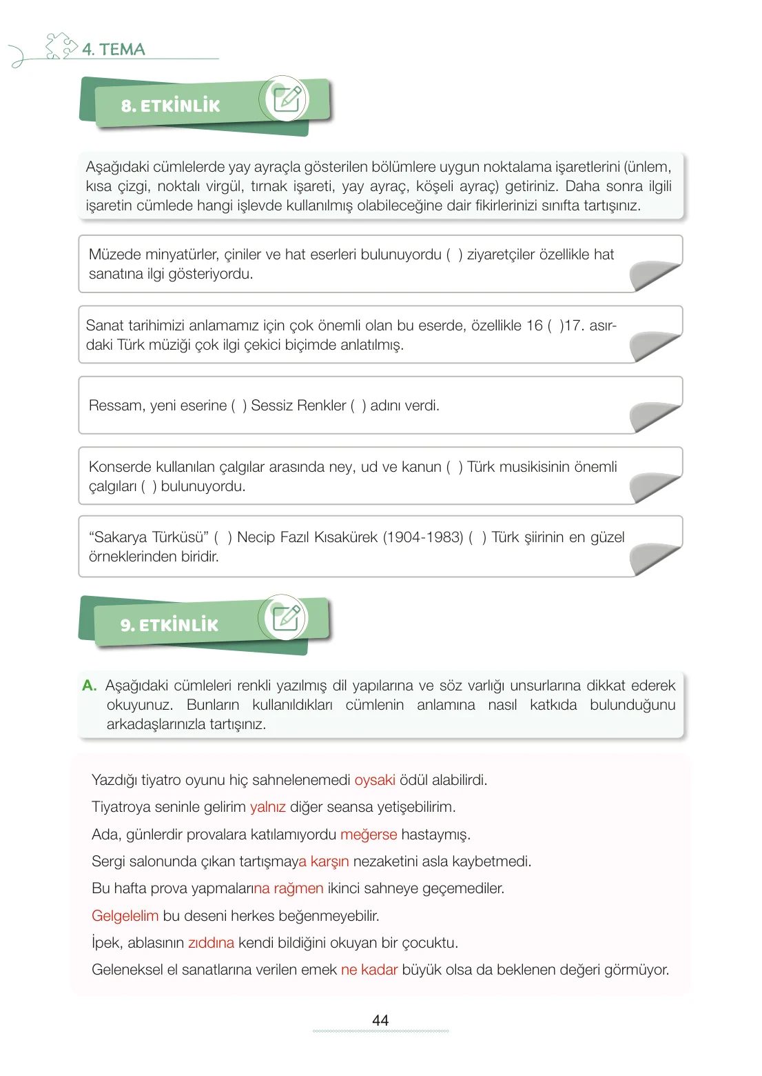 7. Sınıf Türkçe Ders Kitabı Cevapları Meb Yayınları 2. Kitap Sayfa 44