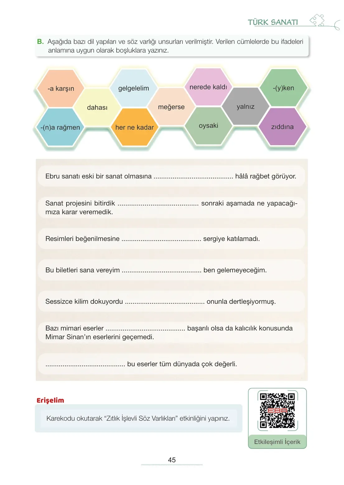 7. Sınıf Türkçe Ders Kitabı Cevapları Meb Yayınları 2. Kitap Sayfa 45