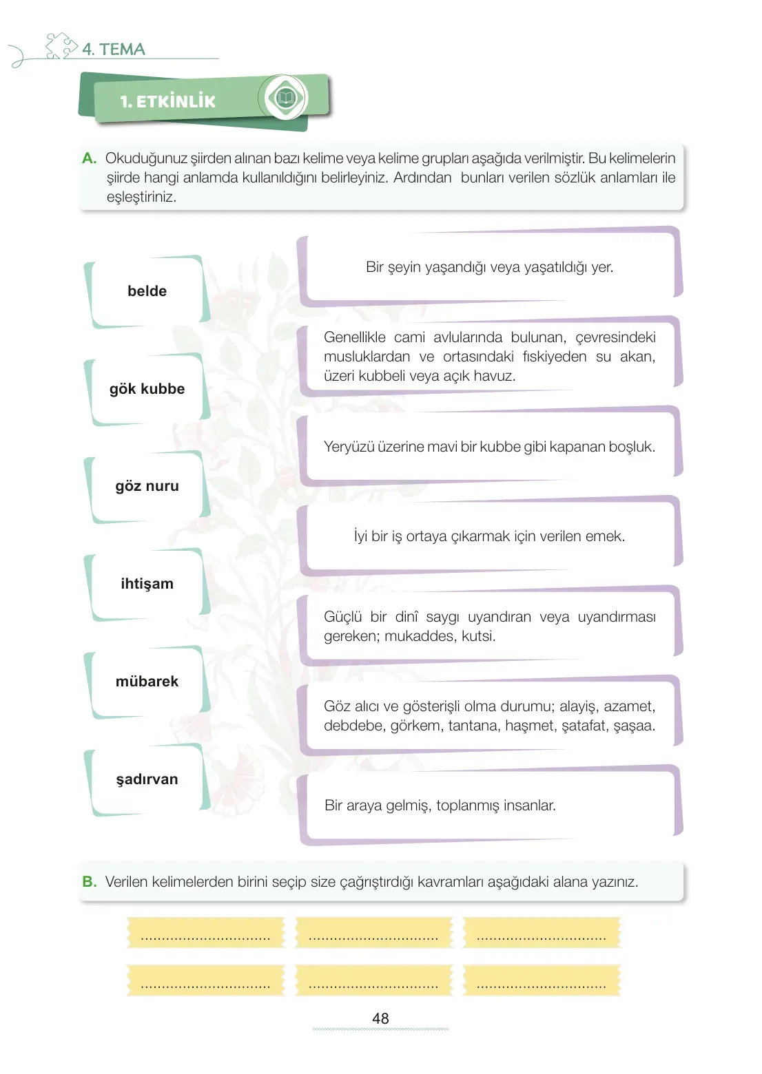 7. Sınıf Türkçe Ders Kitabı Cevapları Meb Yayınları 2. Kitap Sayfa 48