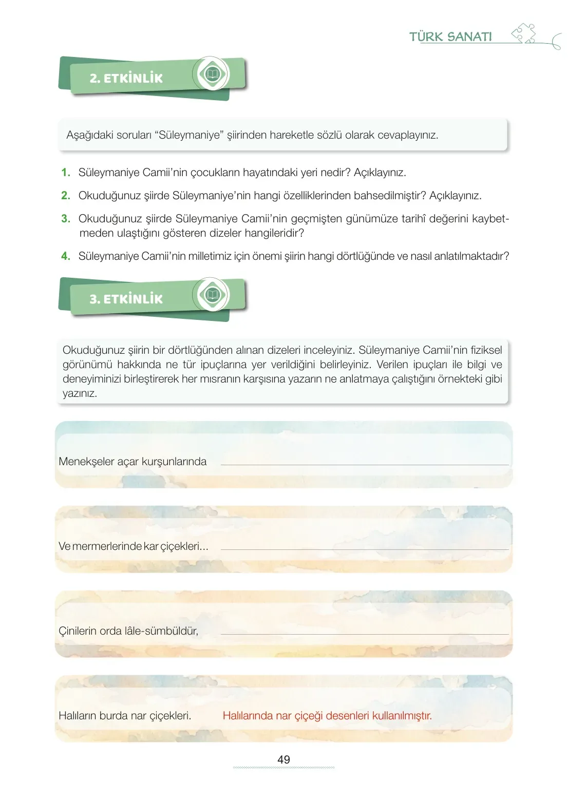 7. Sınıf Türkçe Ders Kitabı Cevapları Meb Yayınları 2. Kitap Sayfa 49