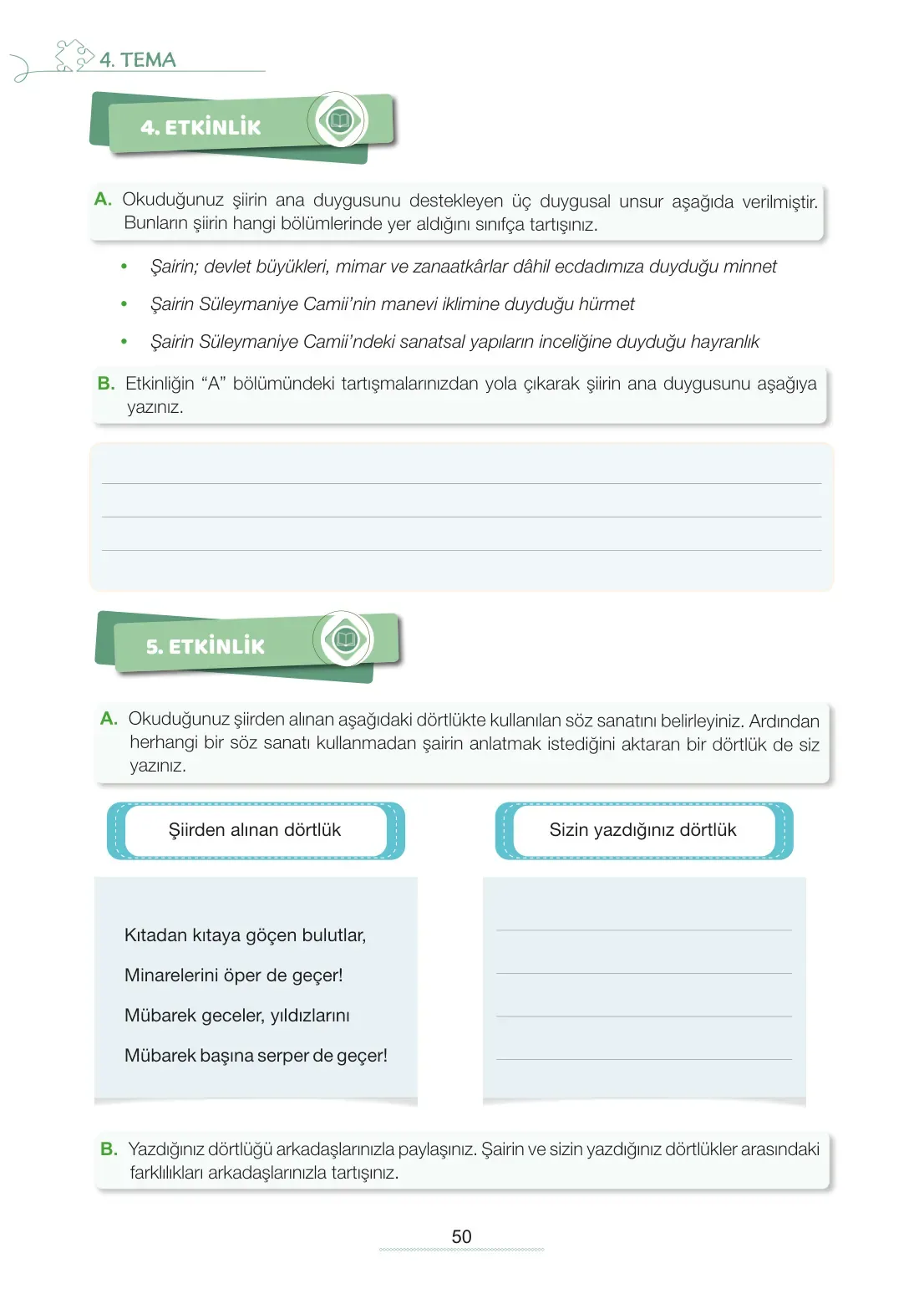7. Sınıf Türkçe Ders Kitabı Cevapları Meb Yayınları 2. Kitap Sayfa 50