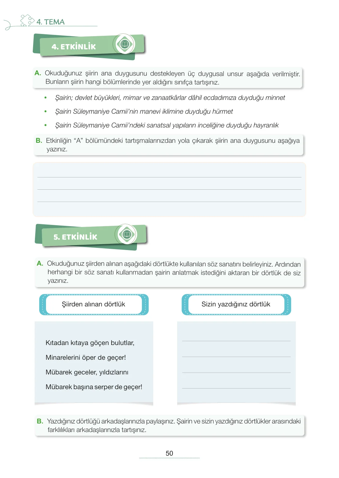 7. Sınıf Türkçe Ders Kitabı Cevapları Meb Yayınları 2. Kitap Sayfa 50