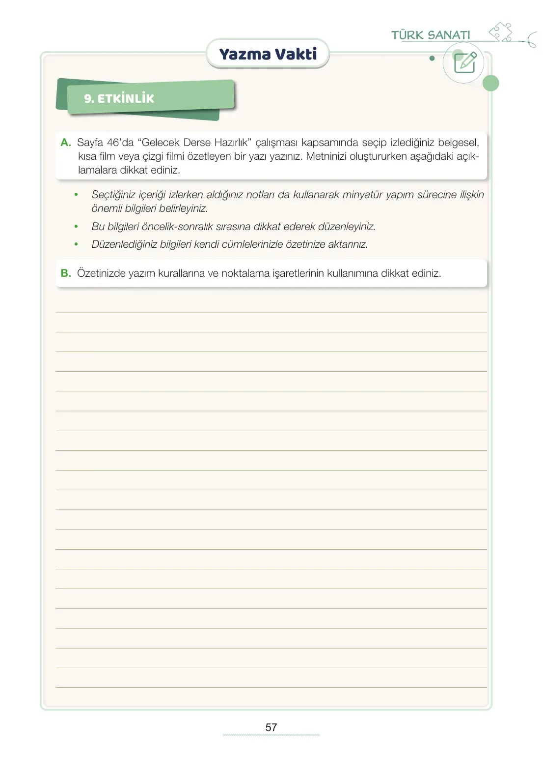 7. Sınıf Türkçe Ders Kitabı Cevapları Meb Yayınları 2. Kitap Sayfa 57