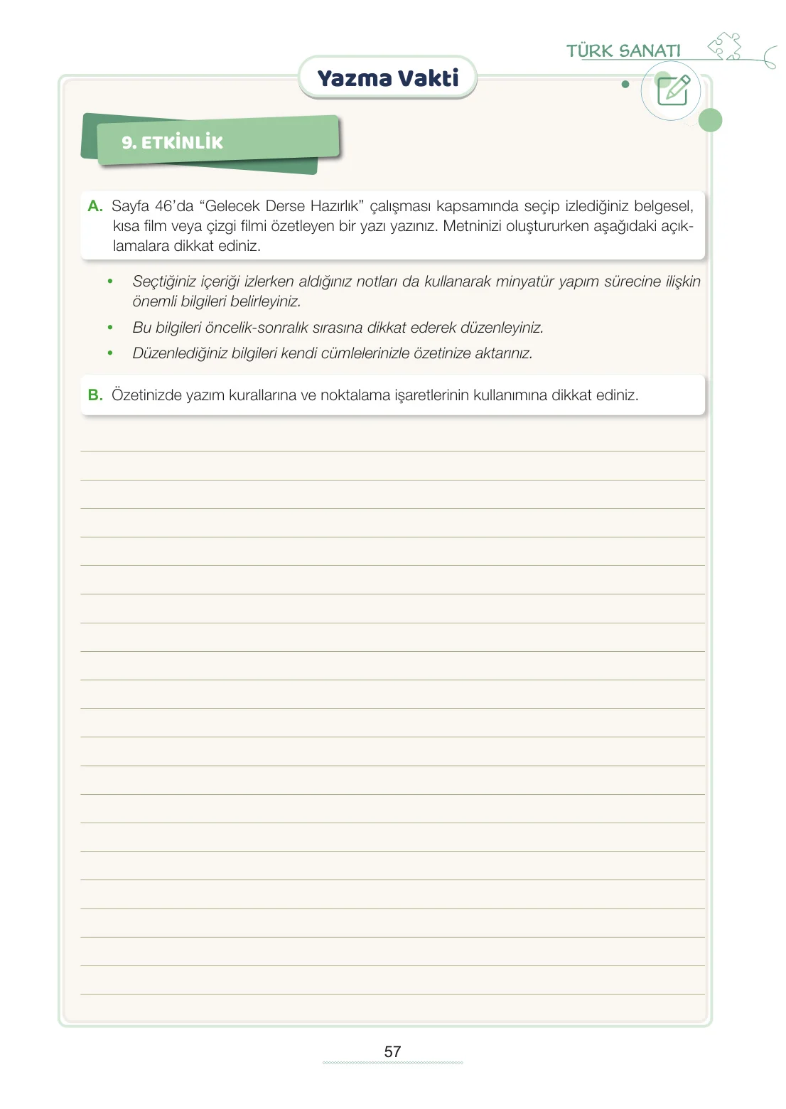 7. Sınıf Türkçe Ders Kitabı Cevapları Meb Yayınları 2. Kitap Sayfa 57