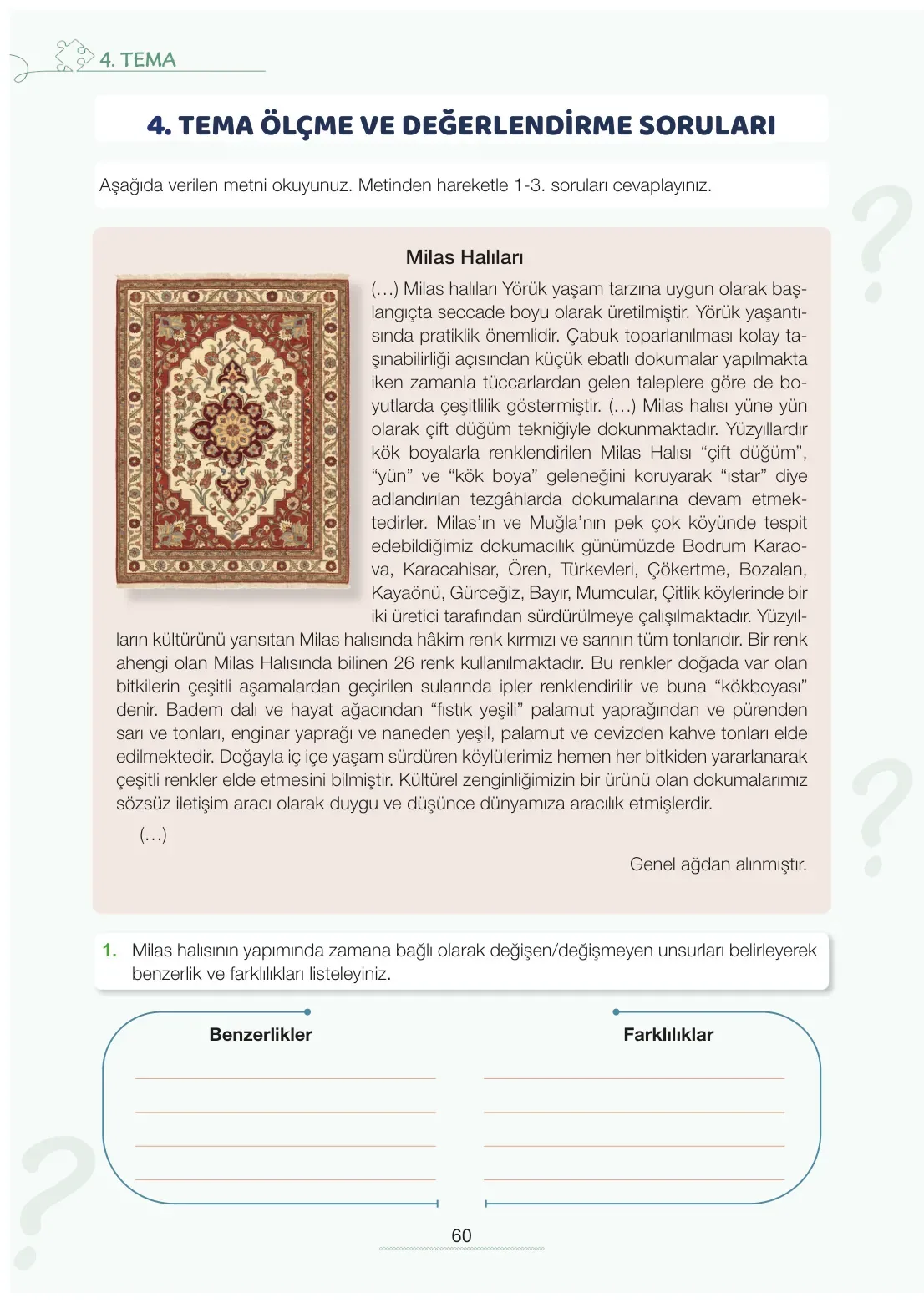 7. Sınıf Türkçe Ders Kitabı Cevapları Meb Yayınları 2. Kitap Sayfa 60
