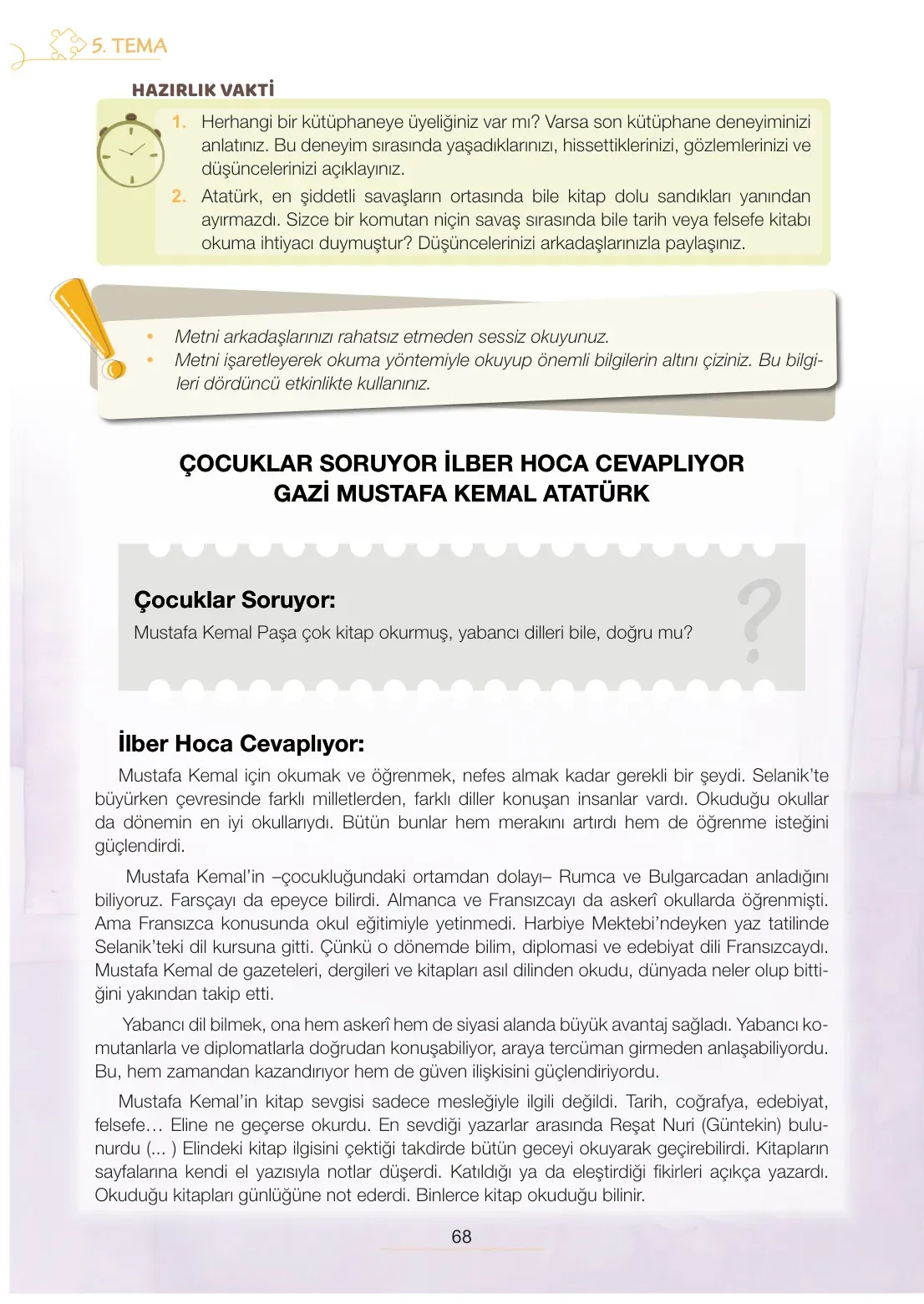 7. Sınıf Türkçe Ders Kitabı Cevapları Meb Yayınları 2. Kitap Sayfa 68