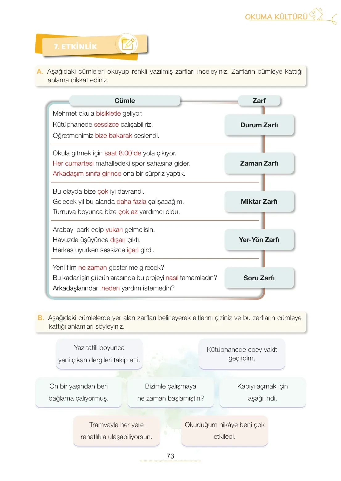 7. Sınıf Türkçe Ders Kitabı Cevapları Meb Yayınları 2. Kitap Sayfa 73