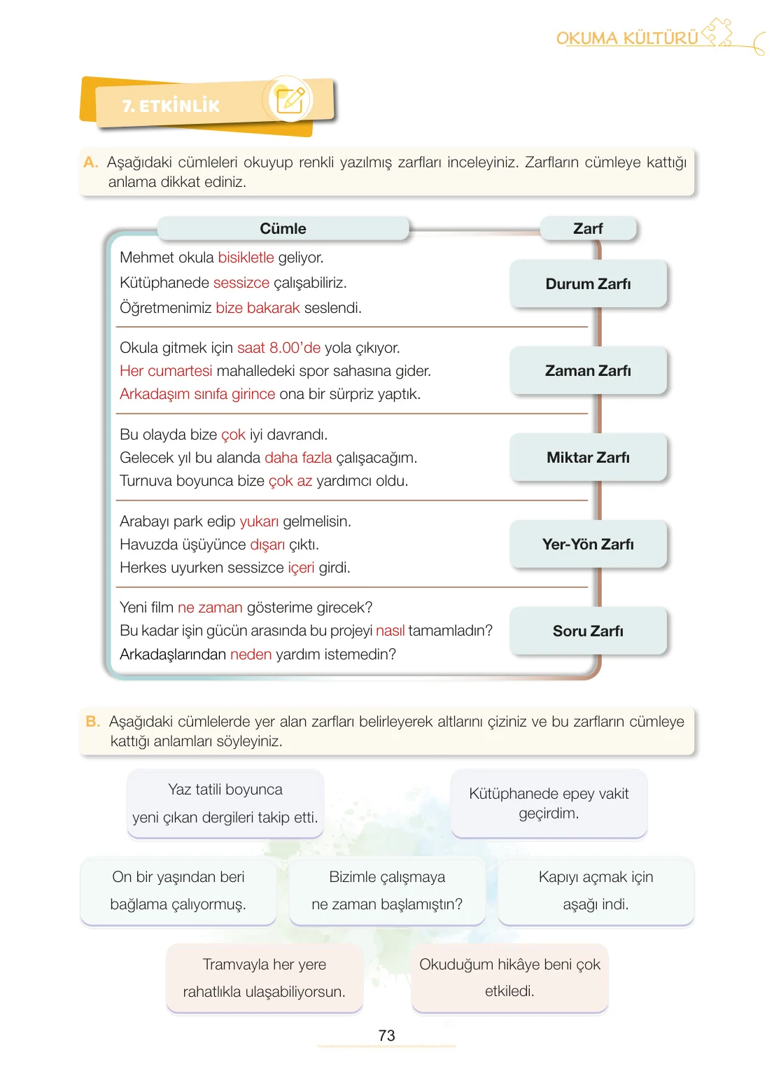 7. Sınıf Türkçe Ders Kitabı Cevapları Meb Yayınları 2. Kitap Sayfa 73