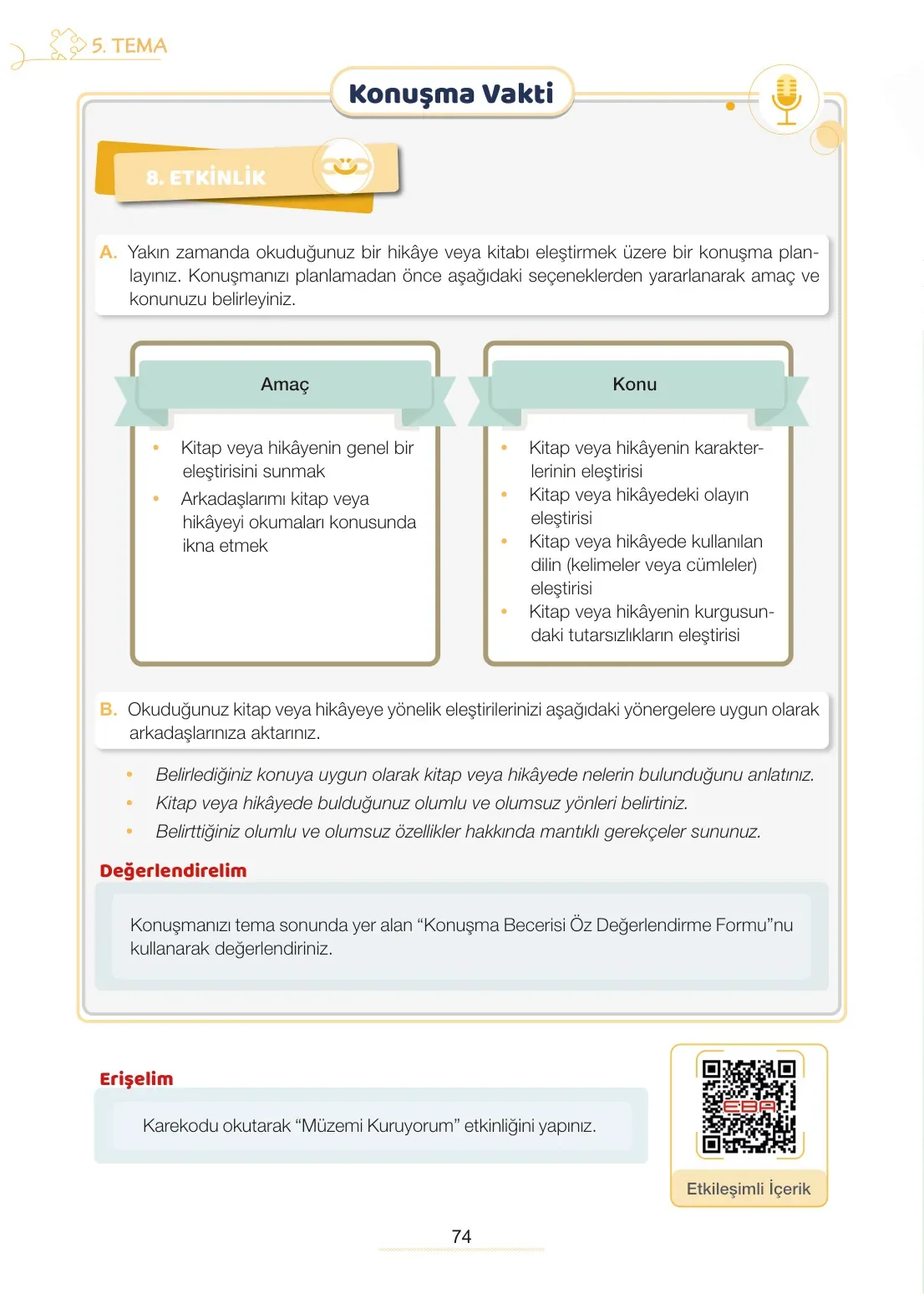 7. Sınıf Türkçe Ders Kitabı Cevapları Meb Yayınları 2. Kitap Sayfa 74