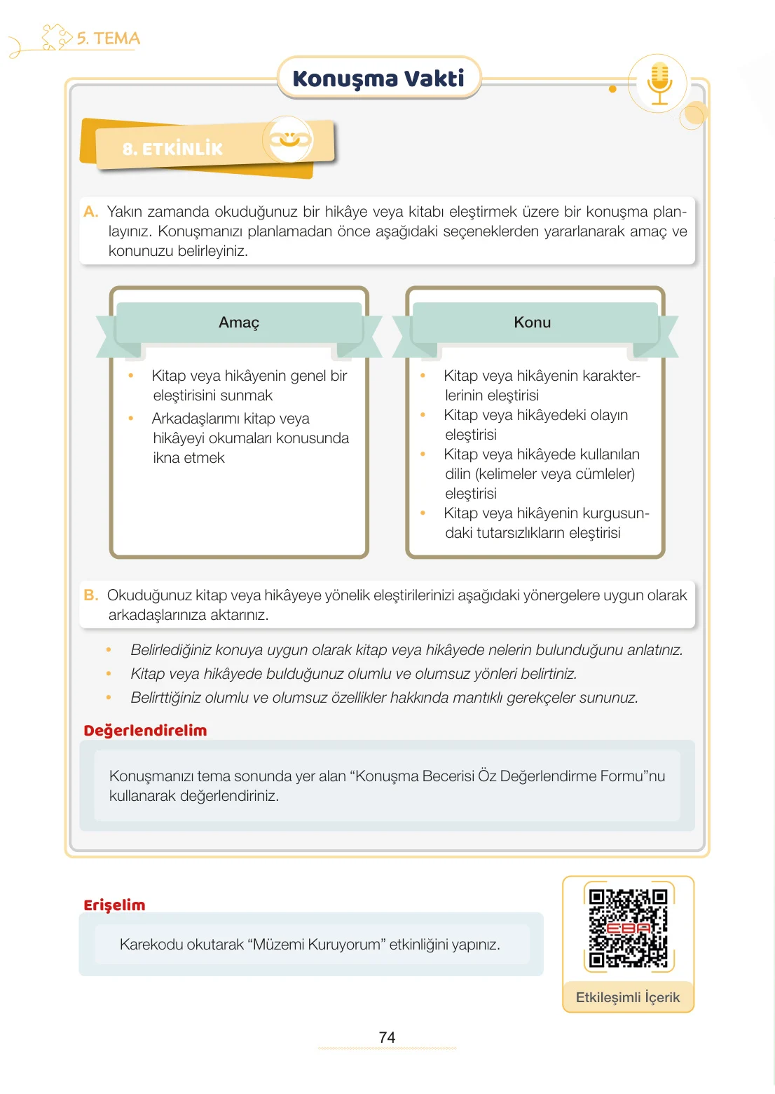 7. Sınıf Türkçe Ders Kitabı Cevapları Meb Yayınları 2. Kitap Sayfa 74