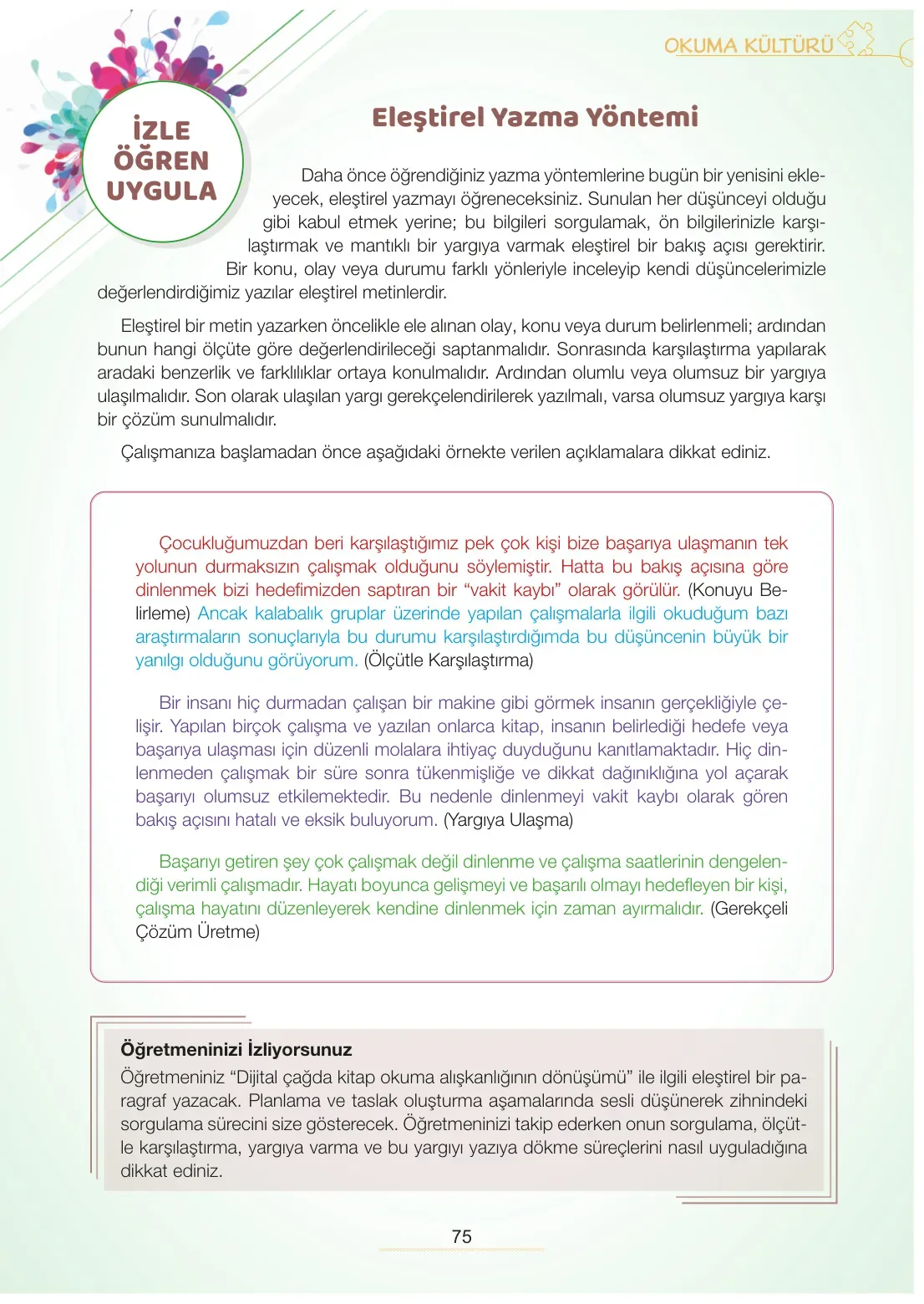 7. Sınıf Türkçe Ders Kitabı Cevapları Meb Yayınları 2. Kitap Sayfa 75