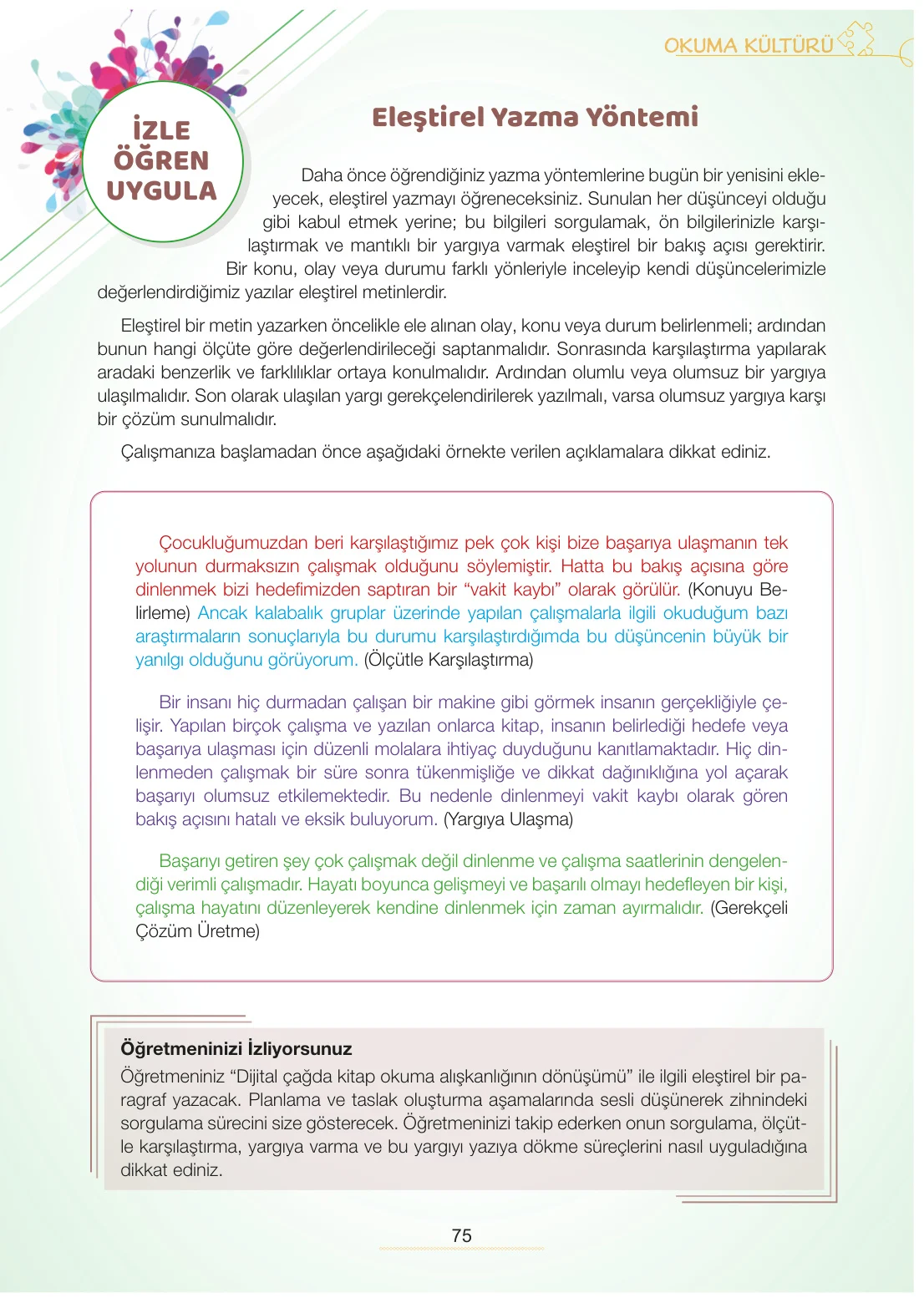 7. Sınıf Türkçe Ders Kitabı Cevapları Meb Yayınları 2. Kitap Sayfa 75