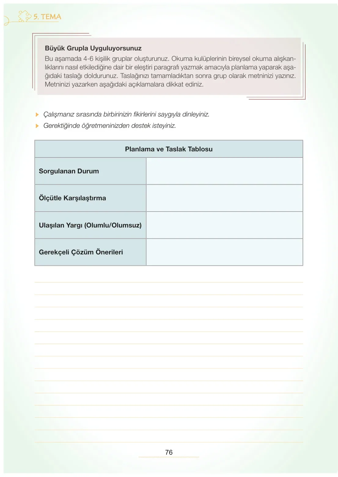 7. Sınıf Türkçe Ders Kitabı Cevapları Meb Yayınları 2. Kitap Sayfa 76