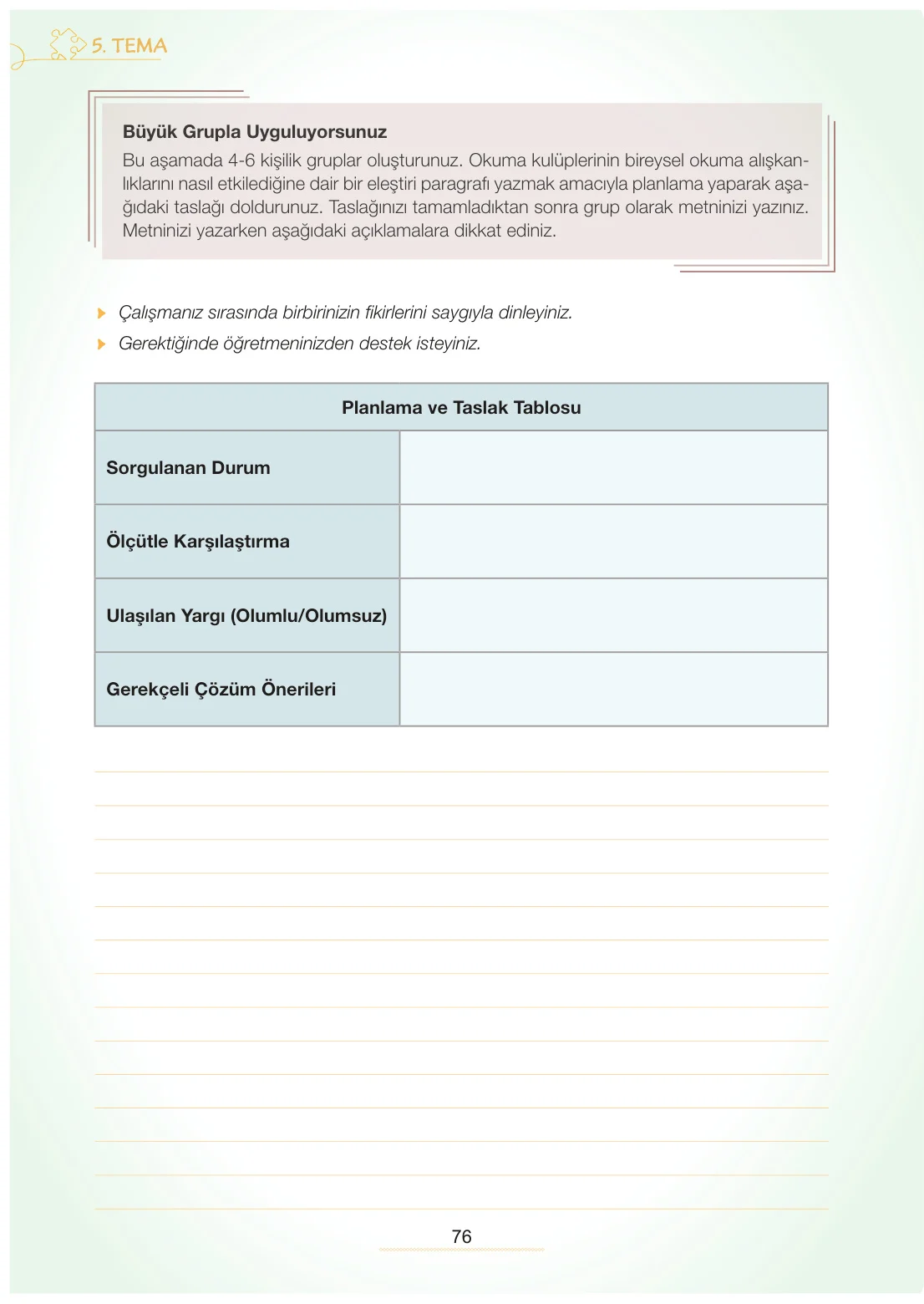 7. Sınıf Türkçe Ders Kitabı Cevapları Meb Yayınları 2. Kitap Sayfa 76