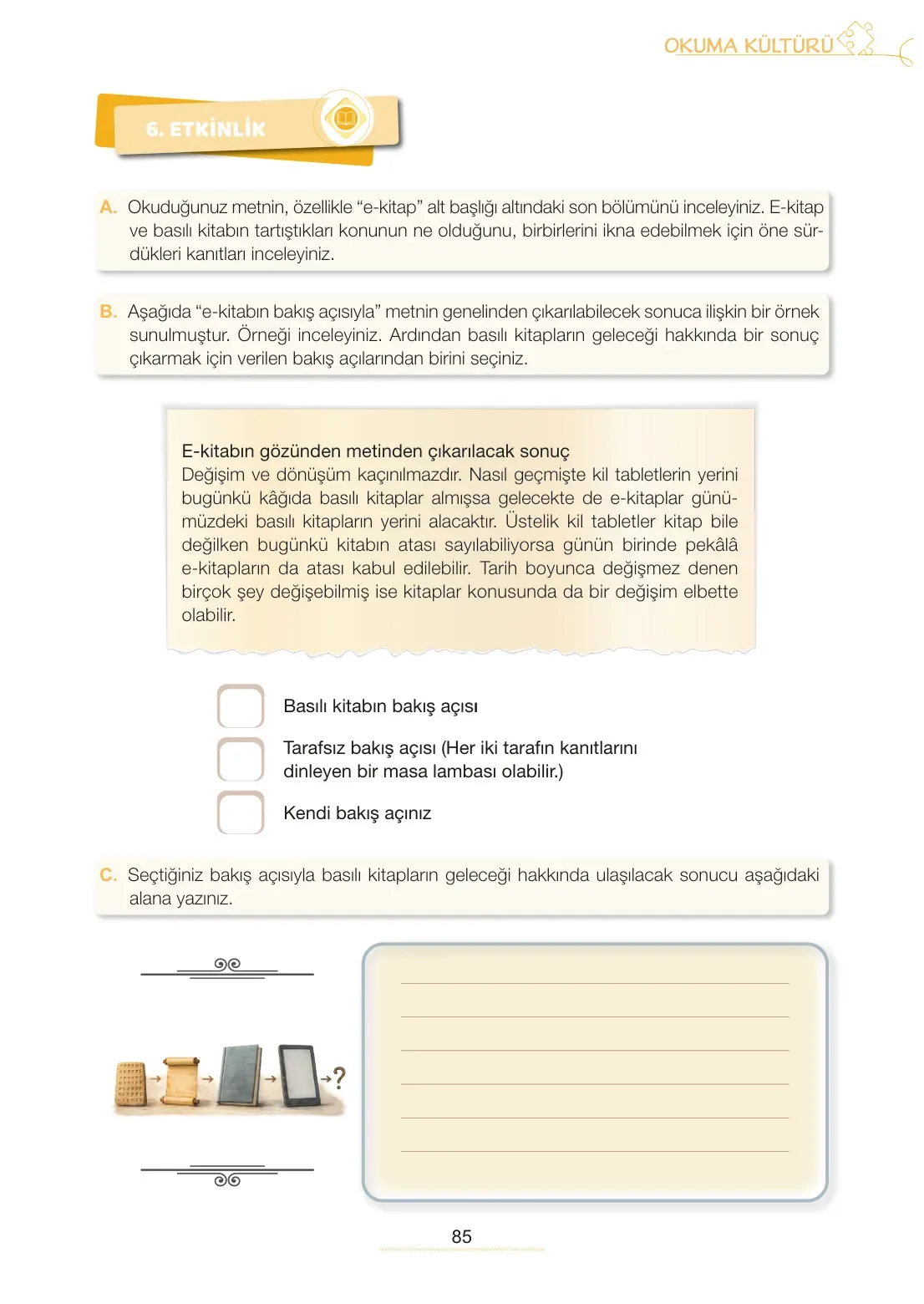 7. Sınıf Türkçe Ders Kitabı Cevapları Meb Yayınları 2. Kitap Sayfa 85