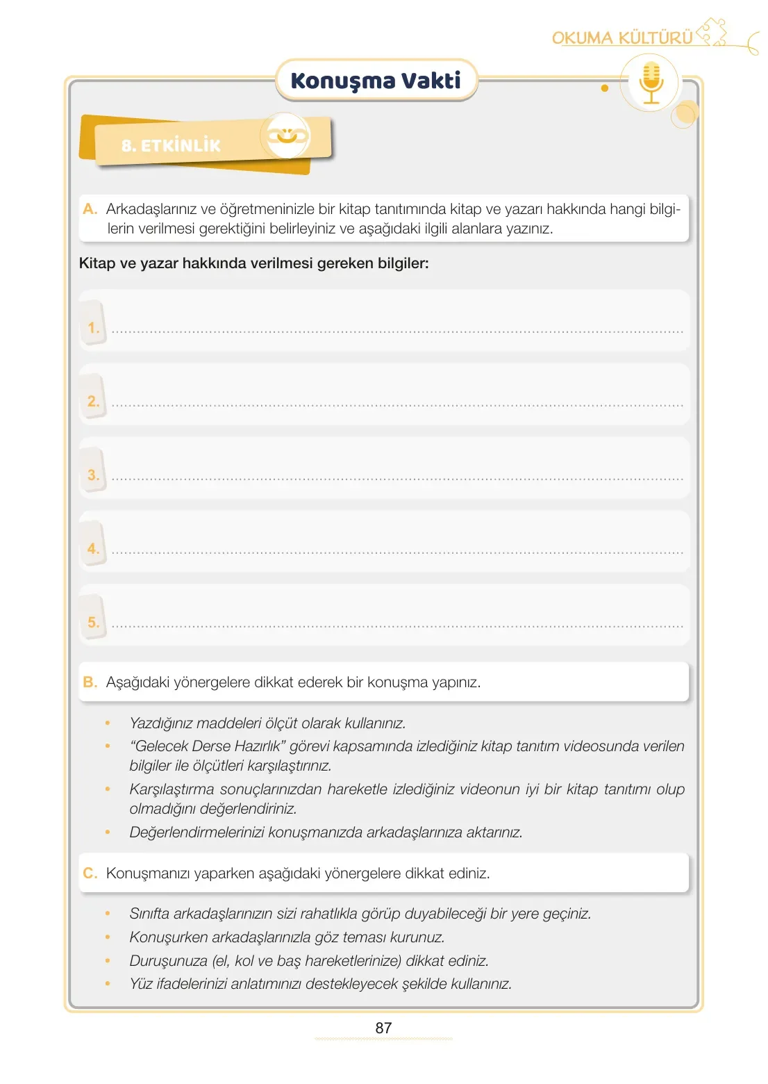 7. Sınıf Türkçe Ders Kitabı Cevapları Meb Yayınları 2. Kitap Sayfa 87