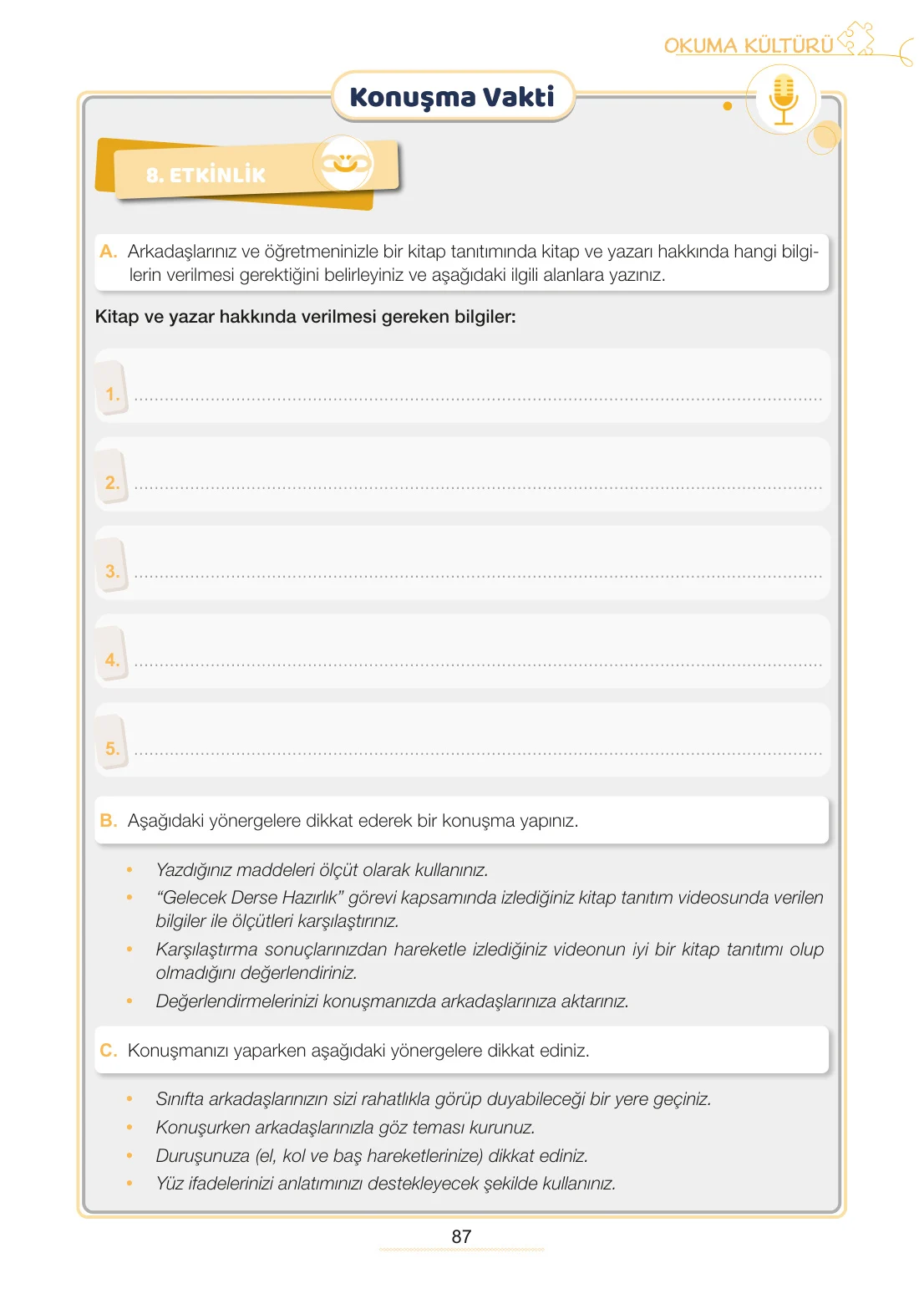 7. Sınıf Türkçe Ders Kitabı Cevapları Meb Yayınları 2. Kitap Sayfa 87