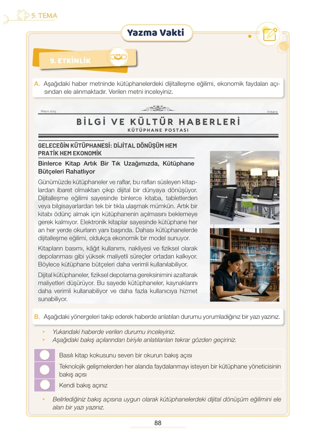 7. Sınıf Türkçe Ders Kitabı Cevapları Meb Yayınları 2. Kitap Sayfa 88