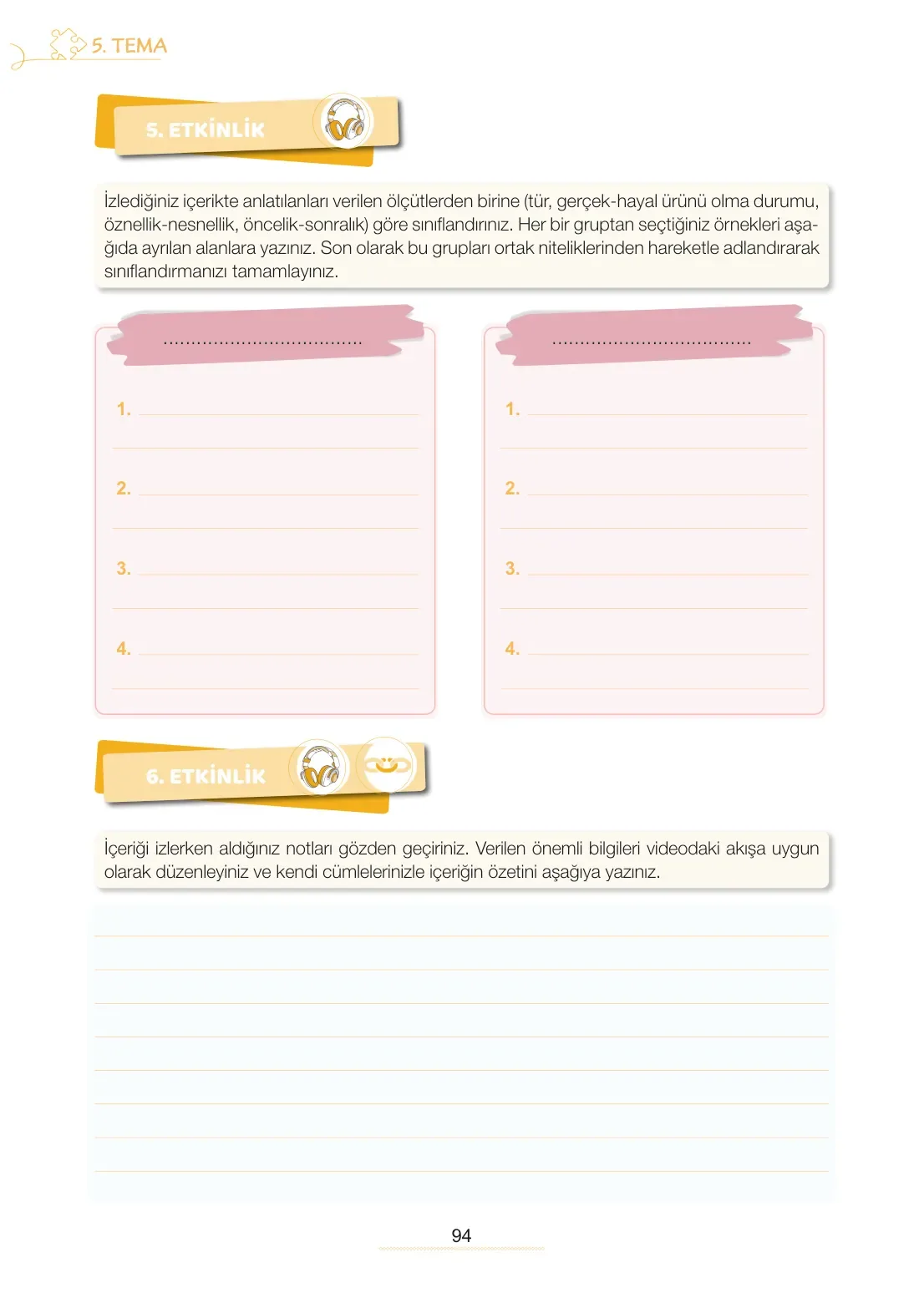7. Sınıf Türkçe Ders Kitabı Cevapları Meb Yayınları 2. Kitap Sayfa 94