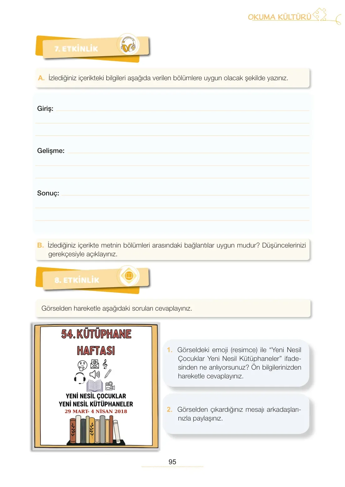 7. Sınıf Türkçe Ders Kitabı Cevapları Meb Yayınları 2. Kitap Sayfa 95