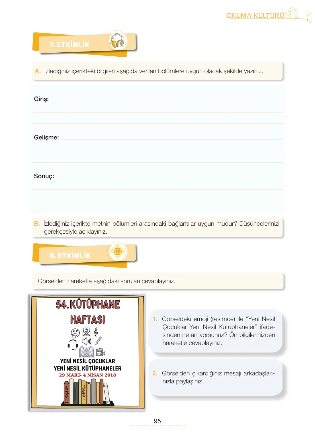 7. Sınıf Türkçe Ders Kitabı Cevapları Meb Yayınları 2. Kitap Sayfa 95