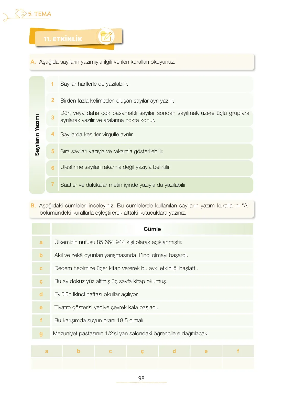 7. Sınıf Türkçe Ders Kitabı Cevapları Meb Yayınları 2. Kitap Sayfa 98