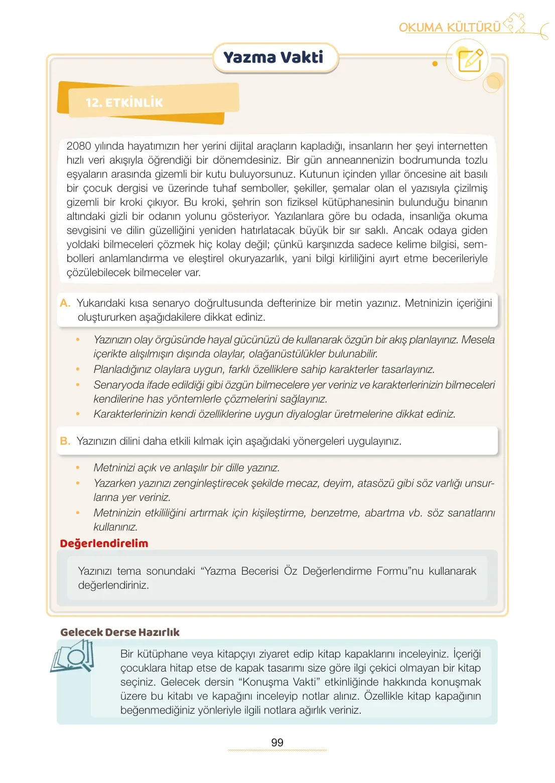 7. Sınıf Türkçe Ders Kitabı Cevapları Meb Yayınları 2. Kitap Sayfa 99