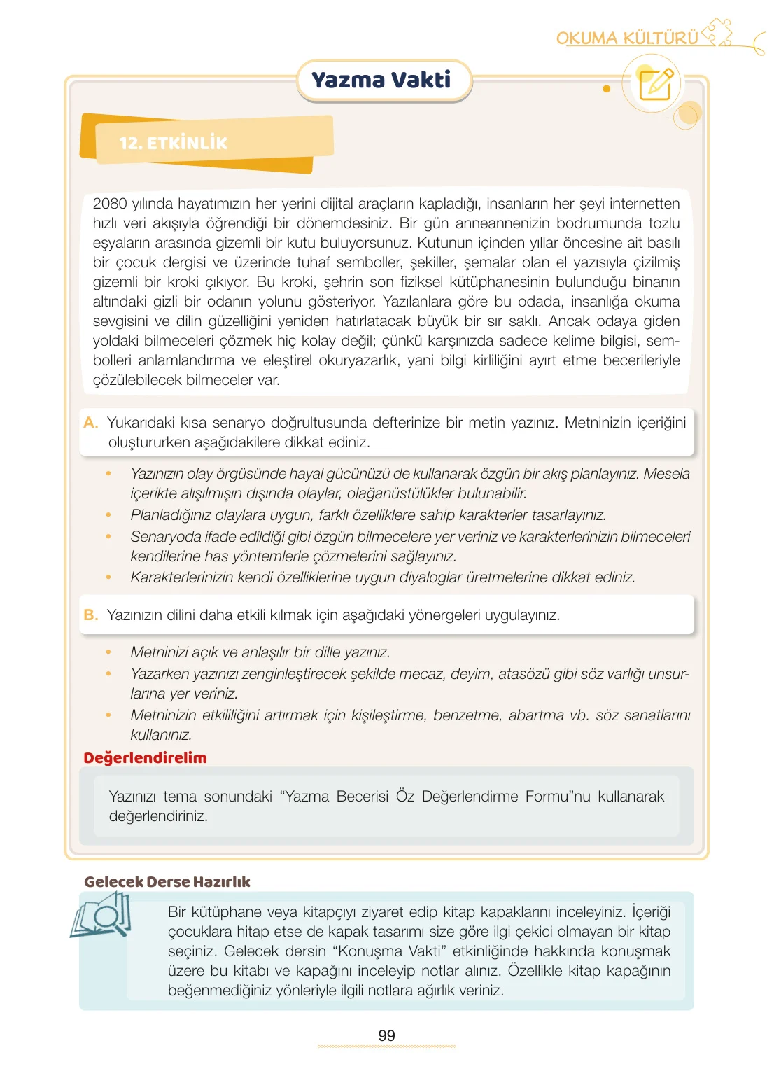 7. Sınıf Türkçe Ders Kitabı Cevapları Meb Yayınları 2. Kitap Sayfa 99