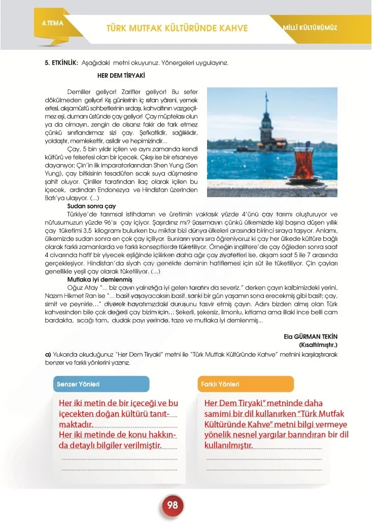 7. Sınıf Türkçe Ders Kitabı Cevapları Meb Yayınları 2. Kitap Sayfa 98 Çözüm Görseli