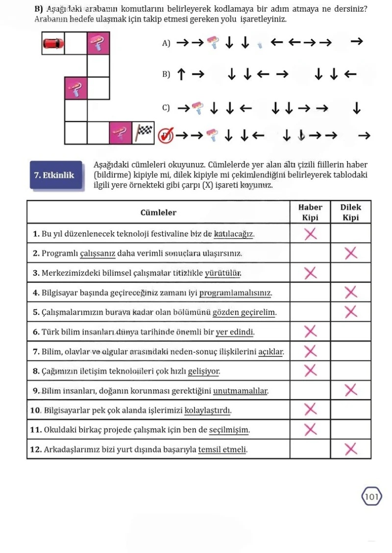 7. Sınıf Türkçe Ders Kitabı Cevapları Meb Yayınları Sayfa 101 Çözüm Görseli
