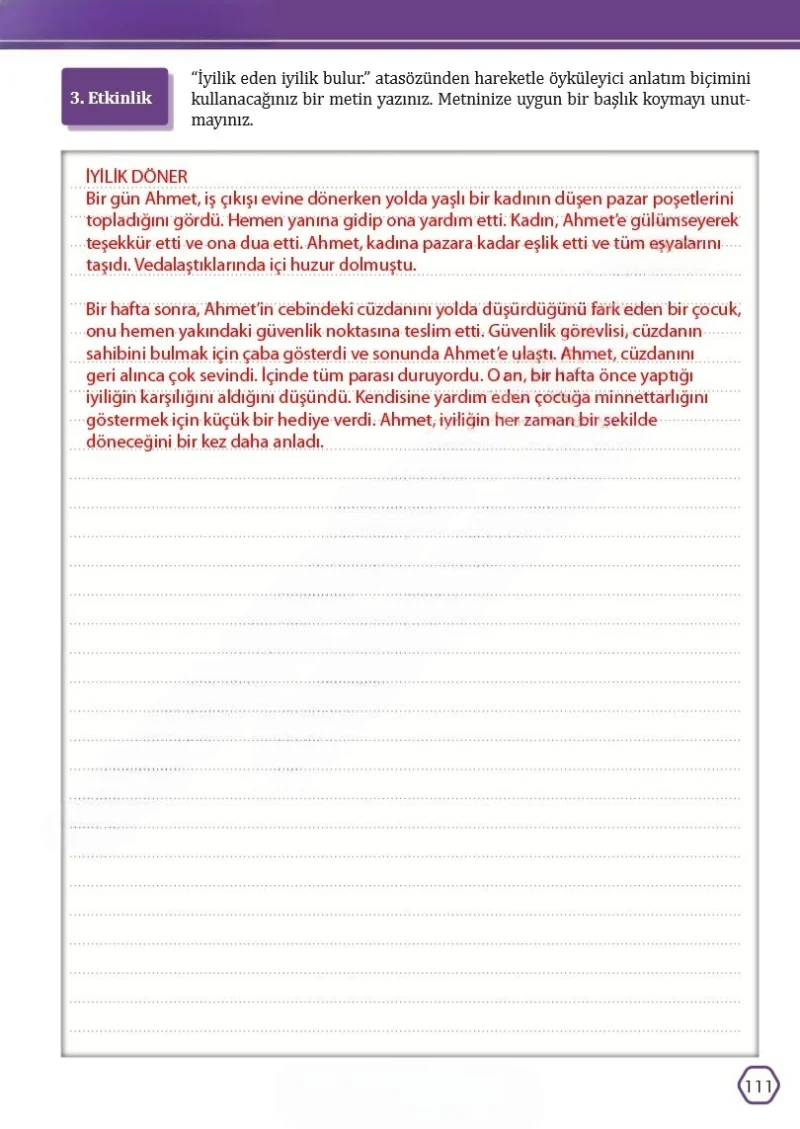 7. Sınıf Türkçe Ders Kitabı Cevapları Meb Yayınları Sayfa 111 Çözüm Görseli