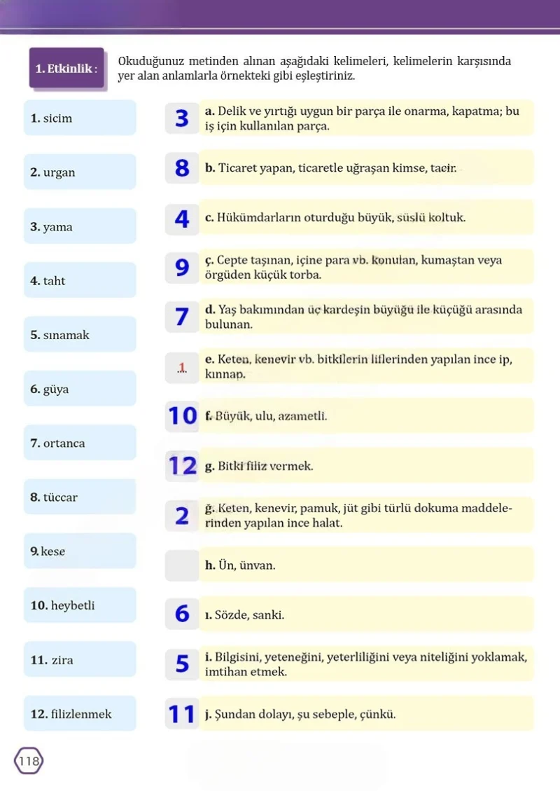 7. Sınıf Türkçe Ders Kitabı Cevapları Meb Yayınları Sayfa 118 Çözüm Görseli