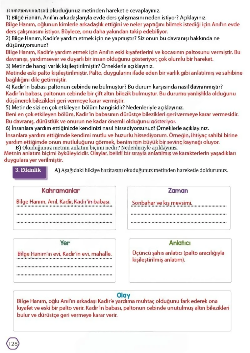 7. Sınıf Türkçe Ders Kitabı Cevapları Meb Yayınları Sayfa 128 Çözüm Görseli