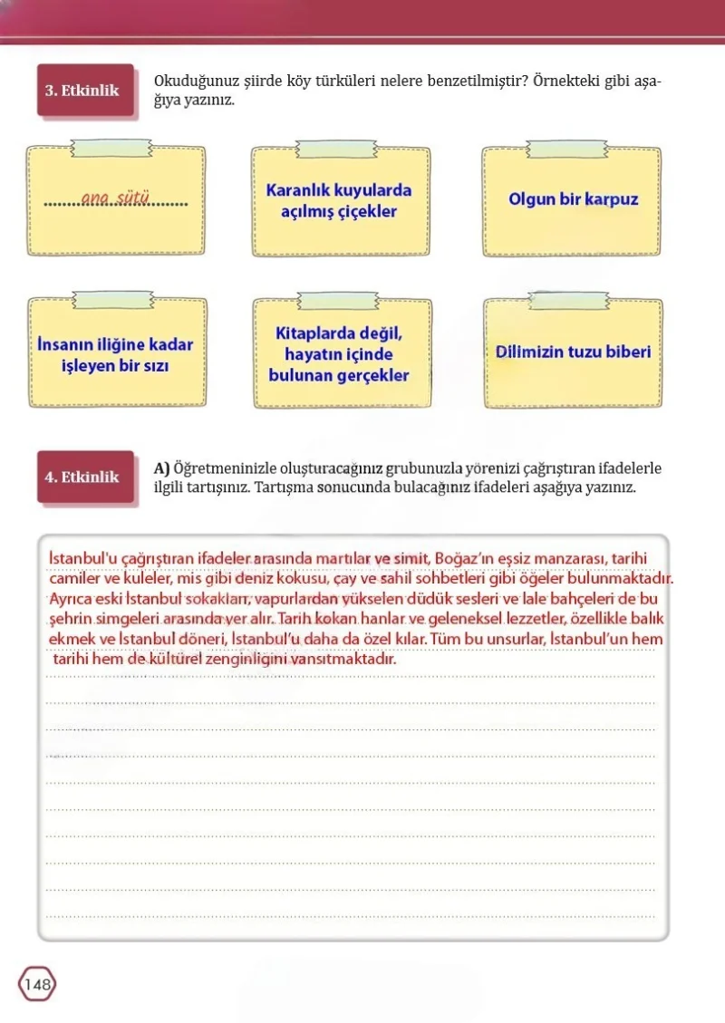 7. Sınıf Türkçe Ders Kitabı Cevapları Meb Yayınları Sayfa 148 Çözüm Görseli