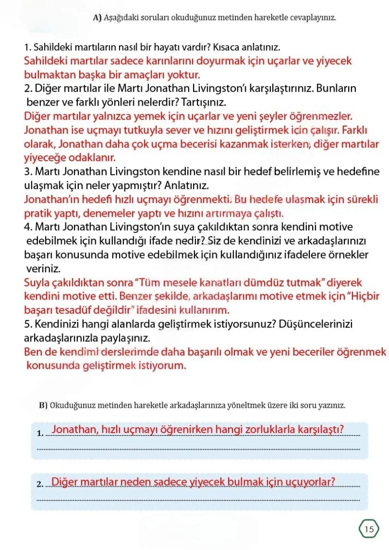 7. Sınıf Türkçe Ders Kitabı Cevapları Meb Yayınları Sayfa 15 Çözüm Görseli