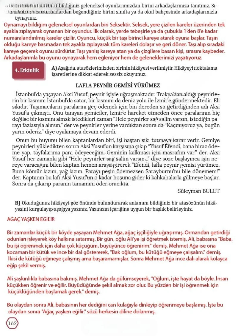 7. Sınıf Türkçe Ders Kitabı Cevapları Meb Yayınları Sayfa 162 Çözüm Görseli