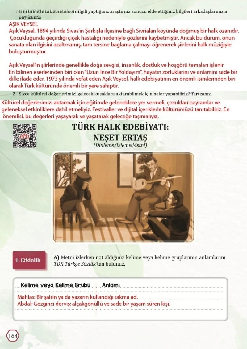 7. Sınıf Türkçe Ders Kitabı Cevapları Meb Yayınları Sayfa 164 Çözüm Görseli