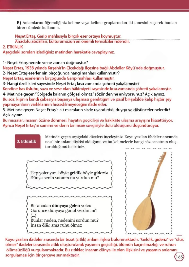 7. Sınıf Türkçe Ders Kitabı Cevapları Meb Yayınları Sayfa 165 Çözüm Görseli