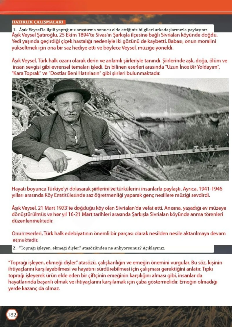 7. Sınıf Türkçe Ders Kitabı Cevapları Meb Yayınları Sayfa 182 Çözüm Görseli