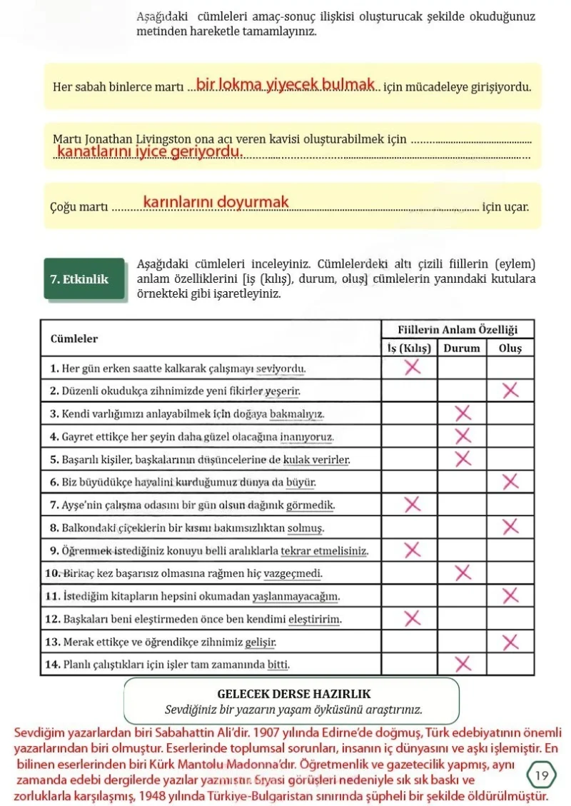 7. Sınıf Türkçe Ders Kitabı Cevapları Meb Yayınları Sayfa 19 Çözüm Görseli