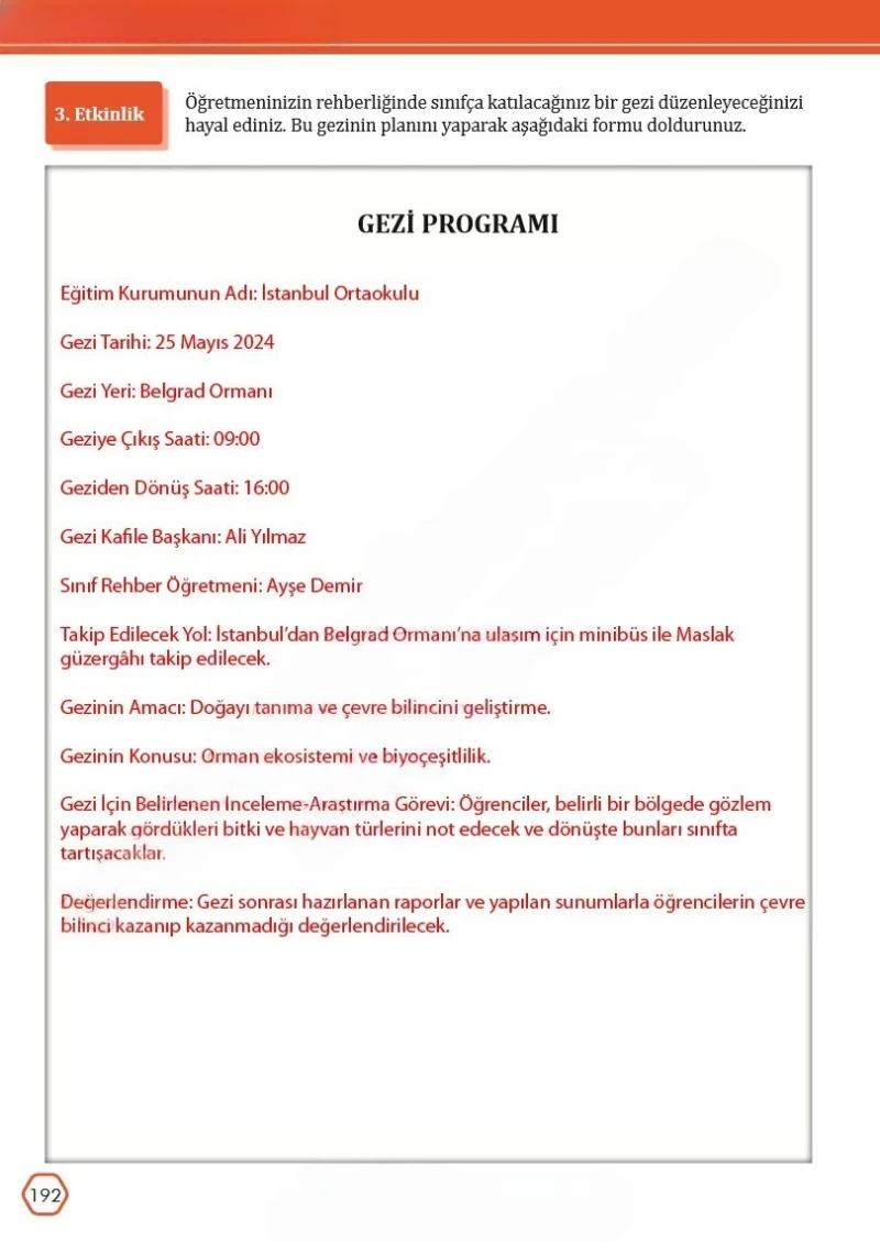 7. Sınıf Türkçe Ders Kitabı Cevapları Meb Yayınları Sayfa 192 Çözüm Görseli
