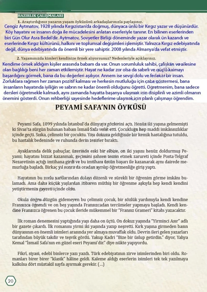 7. Sınıf Türkçe Ders Kitabı Cevapları Meb Yayınları Sayfa 20 Çözüm Görseli