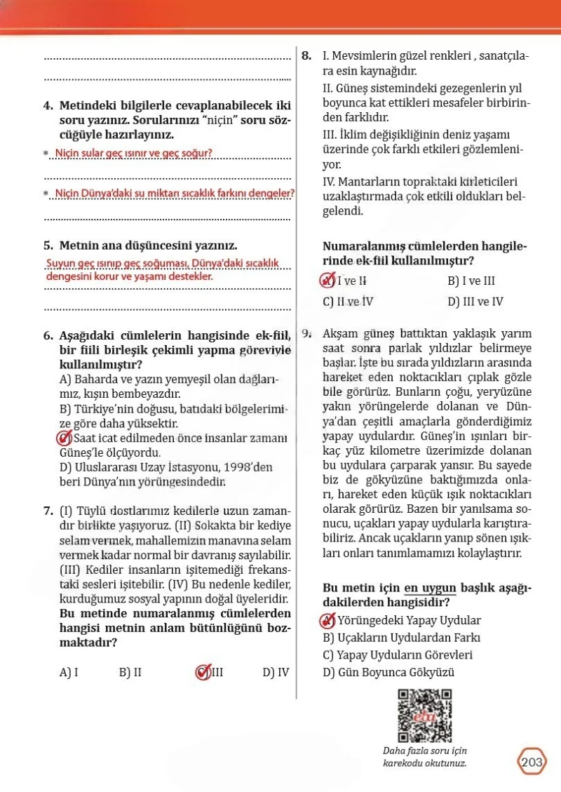 7. Sınıf Türkçe Ders Kitabı Cevapları Meb Yayınları Sayfa 203 Çözüm Görseli