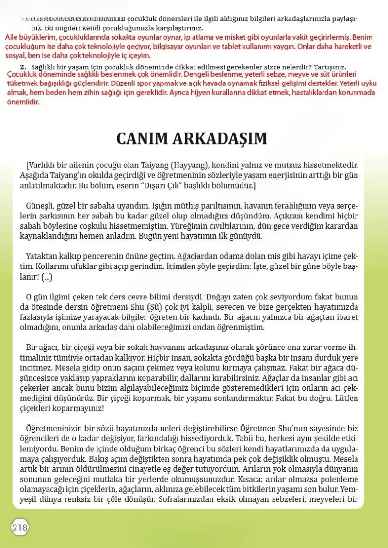 7. Sınıf Türkçe Ders Kitabı Cevapları Meb Yayınları Sayfa 218 Çözüm Görseli